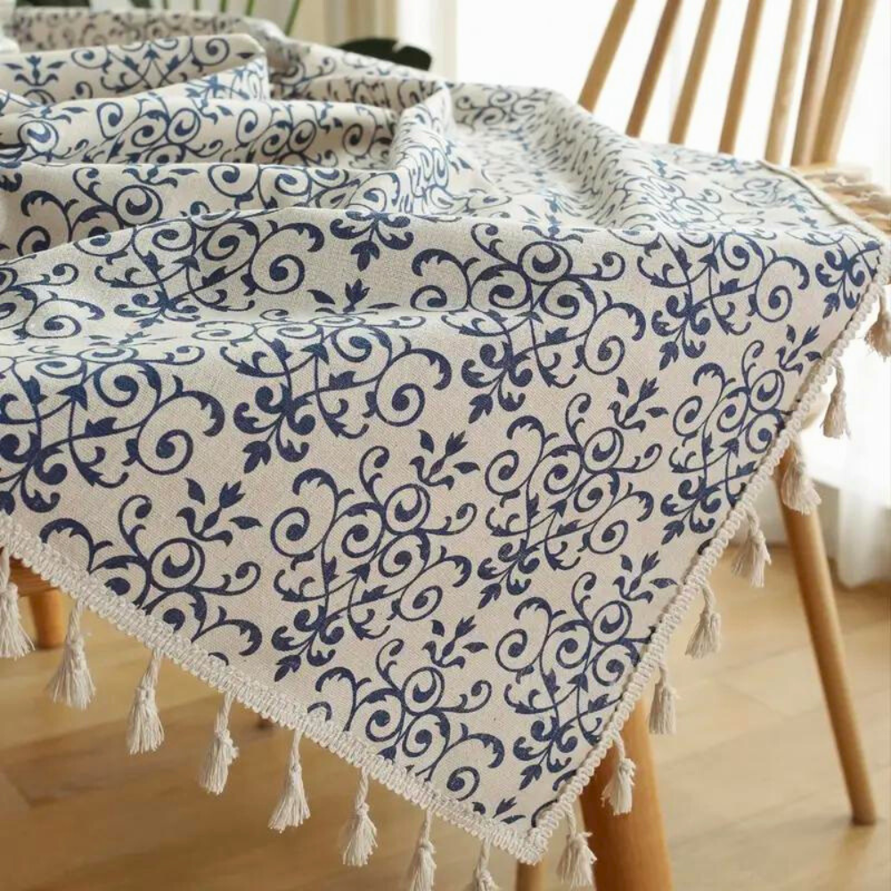 Rectangle Tablecloth, Stain-Resistant Fabric, Cottage Chic Pattern, Ideal for Dining, Machine-Made, Fits Various Table Sizes 4