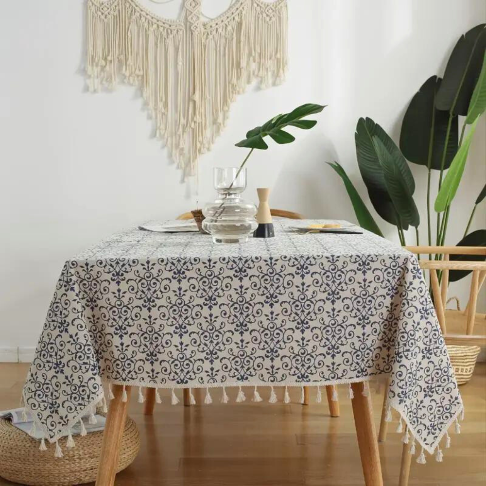 Rectangle Tablecloth, Stain-Resistant Fabric, Cottage Chic Pattern, Ideal for Dining, Machine-Made, Fits Various Table Sizes 5