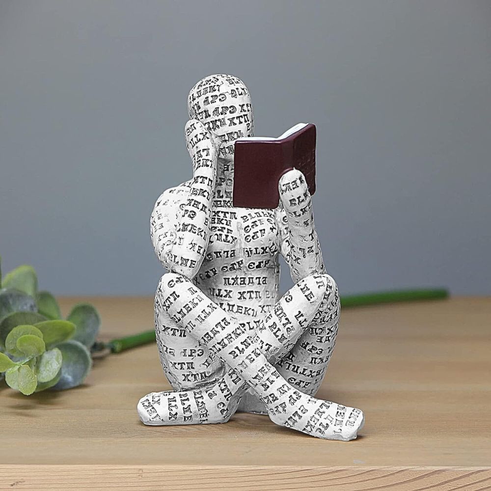 Resin sculpture – Hand-painted literary thinker – Inspirational bookshelf decor – Perfect gift for book lovers – 6.1 x 4.3 in 0