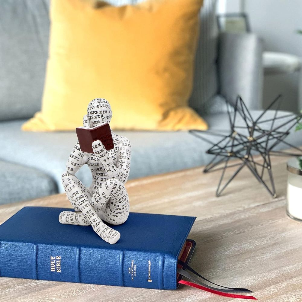 Resin sculpture – Hand-painted literary thinker – Inspirational bookshelf decor – Perfect gift for book lovers – 6.1 x 4.3 in 2