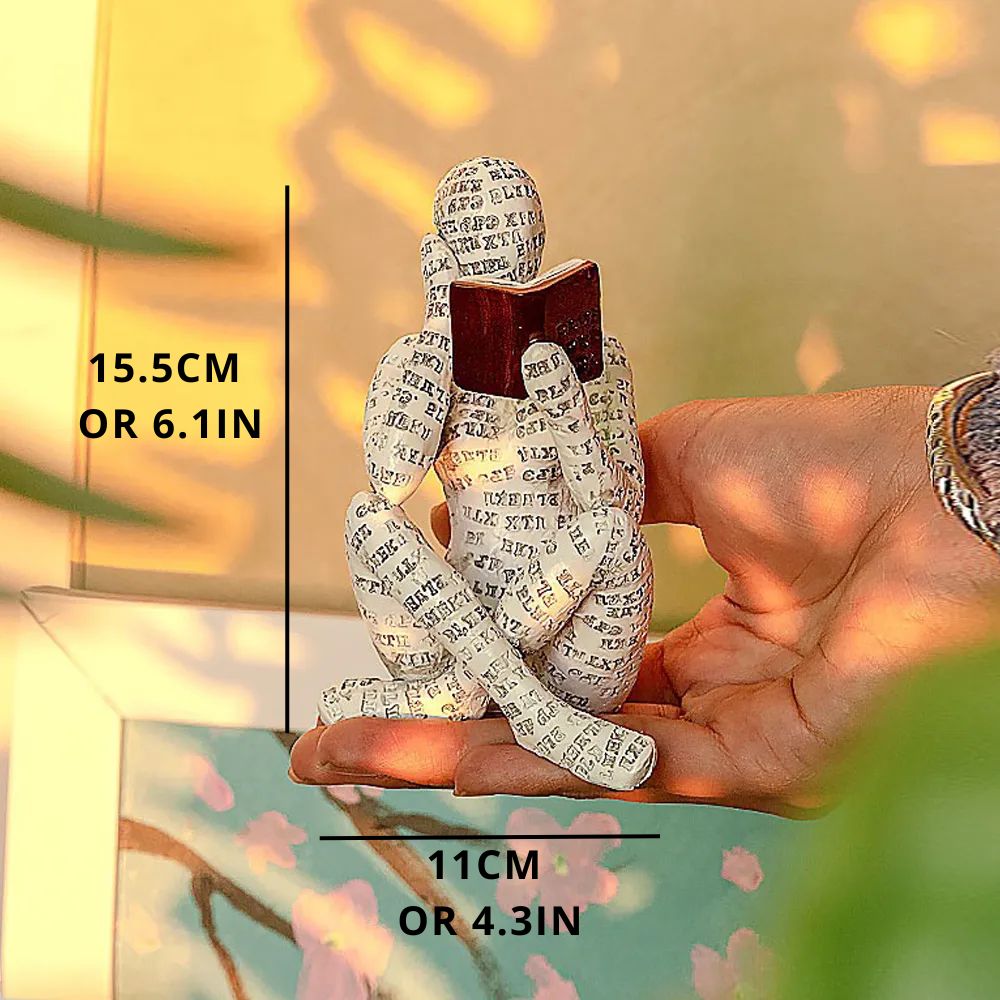 Resin sculpture – Hand-painted literary thinker – Inspirational bookshelf decor – Perfect gift for book lovers – 6.1 x 4.3 in 4