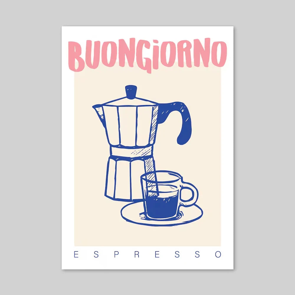 Retro Vintage Coffee Espresso Wall Art Print - Eco-Friendly Canvas Prints for Home and Office Decor 1