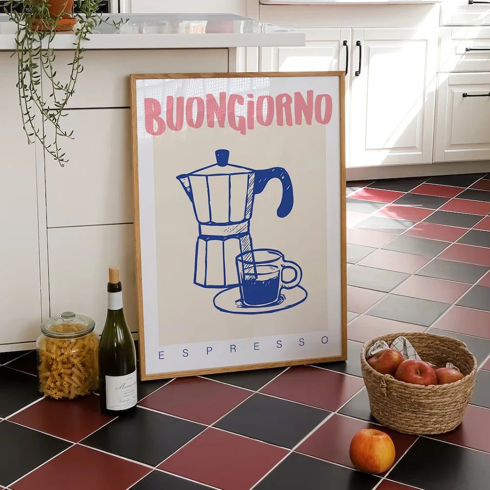 Retro Vintage Coffee Espresso Wall Art Print - Eco-Friendly Canvas Prints for Home and Office Decor 2
