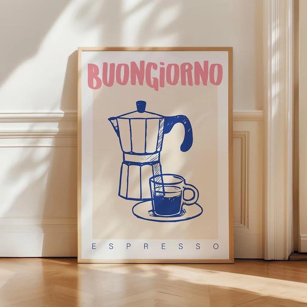Retro Vintage Coffee Espresso Wall Art Print - Eco-Friendly Canvas Prints for Home and Office Decor 3