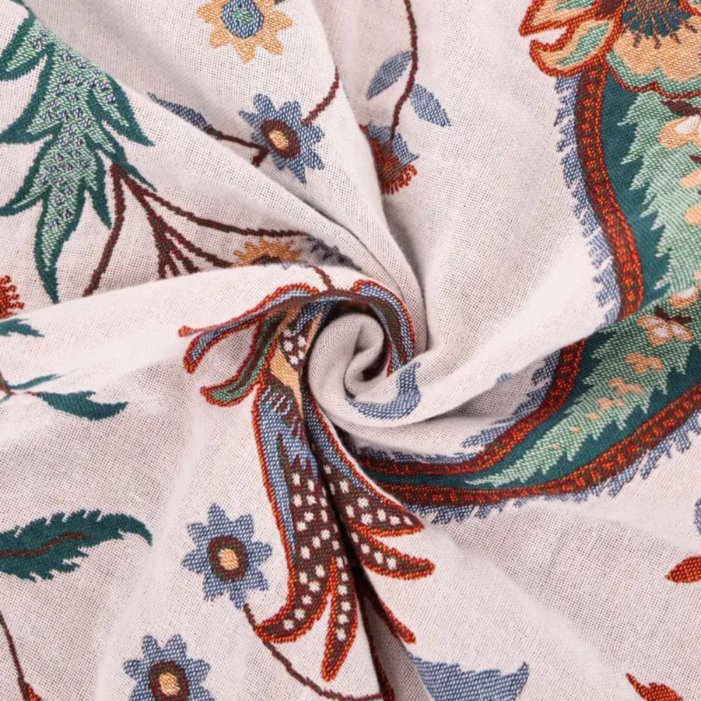 Reversible Cotton Blanket, Floral Design, 60 x 80 Inches, Soft, Machine Washable, Decorative Tassels 3