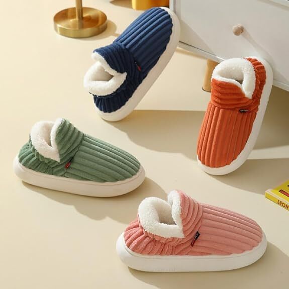 Cozy beige ribbed fabric women's slippers featuring a stylish design for comfort. Soft texture and cushioned sole make them perfect for lounging at home. 6