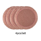 Round Woven Paper Placemats Set of 4 for Bohemian Dining Decor - 15.7 Inch Table Mats 1