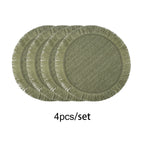 Round Woven Paper Placemats Set of 4 for Bohemian Dining Decor - 15.7 Inch Table Mats 4