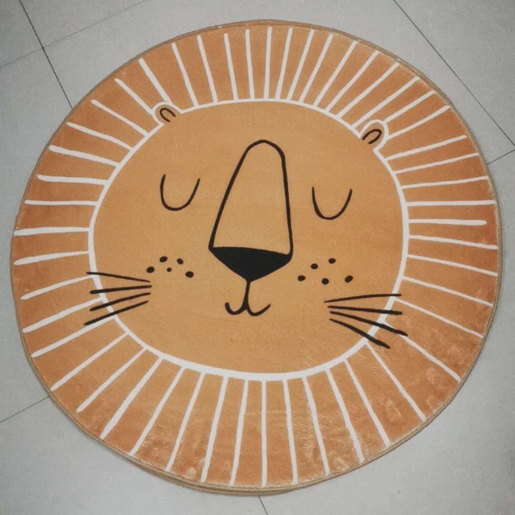 Round area rug – Soft polyester – Lion design – Perfect for kids' playroom – Available in 31.5, 39.4, and 47.2 inches 4