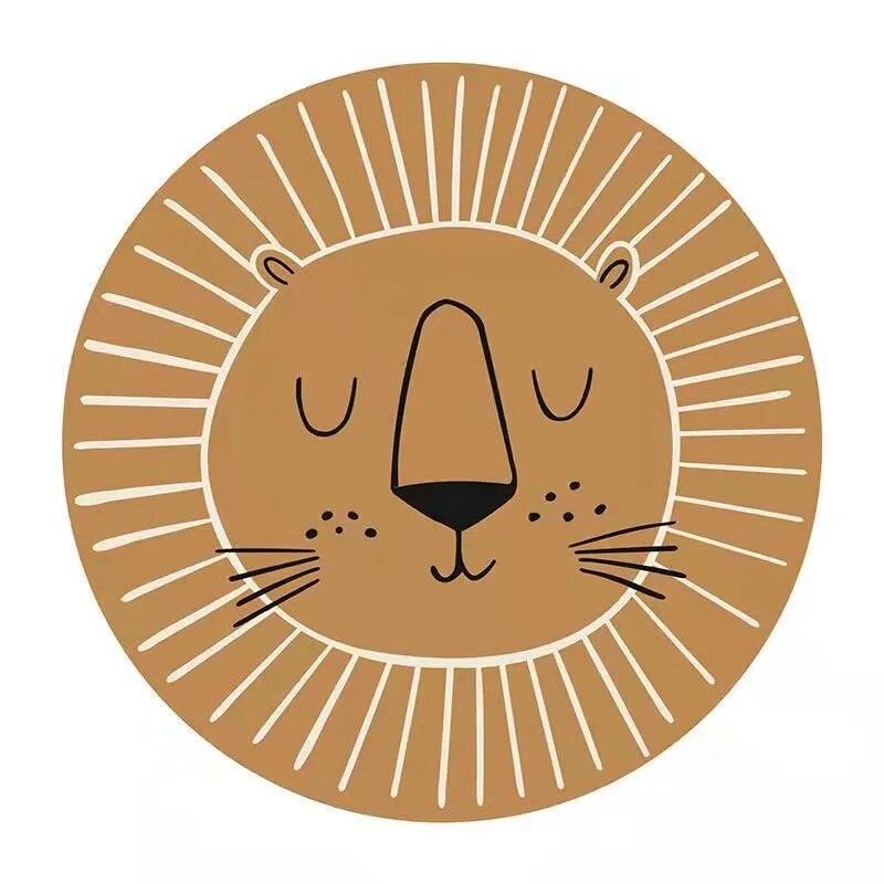 Round area rug – Soft polyester – Lion design – Perfect for kids' playroom – Available in 31.5, 39.4, and 47.2 inches 5