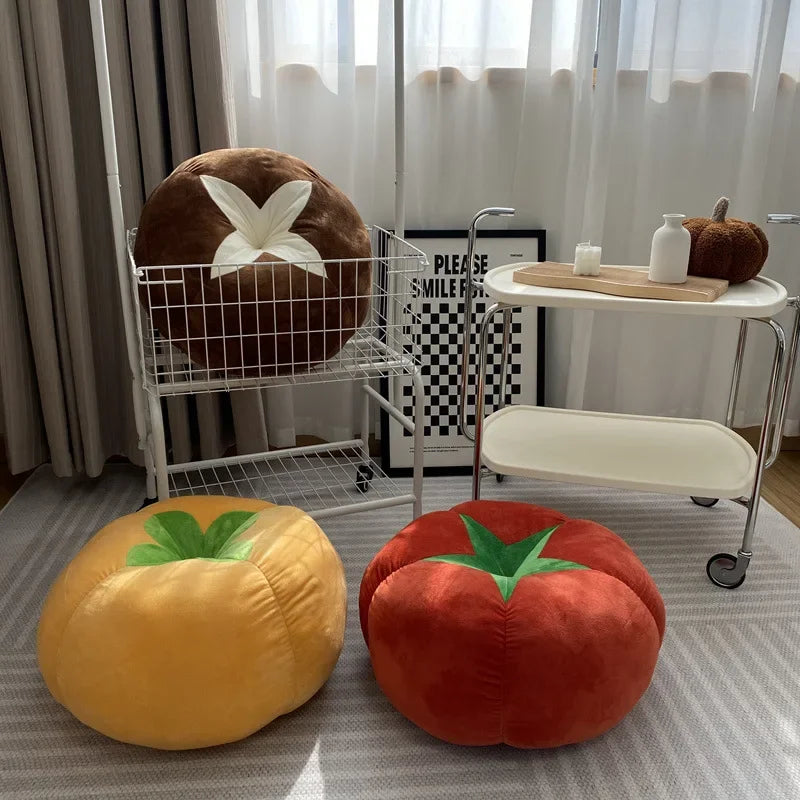 Round cushion pad – Soft fabric – Tomato-shaped design – Cozy window seat accessory – 16 x 16 in 0