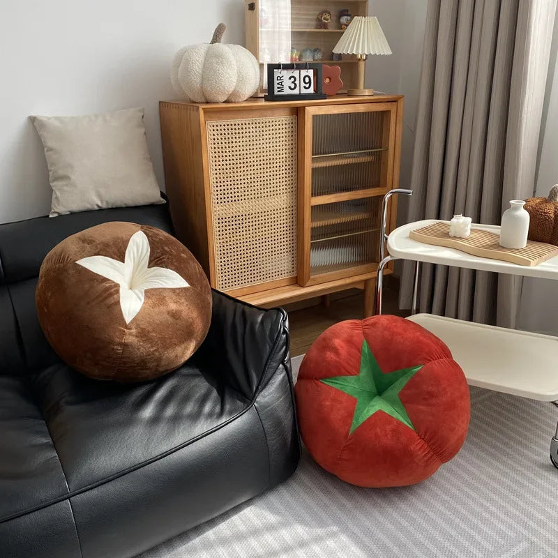 Round cushion pad – Soft fabric – Tomato-shaped design – Cozy window seat accessory – 16 x 16 in 1