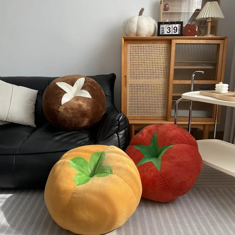 Round cushion pad – Soft fabric – Tomato-shaped design – Cozy window seat accessory – 16 x 16 in 2