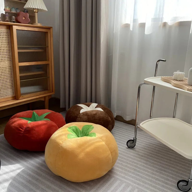 Round cushion pad – Soft fabric – Tomato-shaped design – Cozy window seat accessory – 16 x 16 in 4