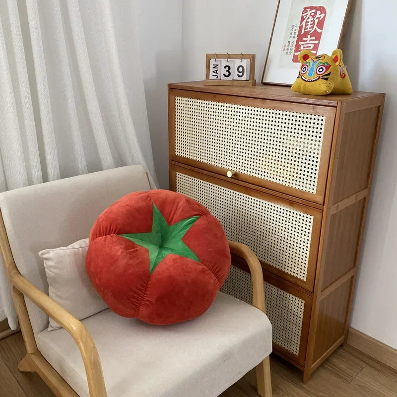Round cushion pad – Soft fabric – Tomato-shaped design – Cozy window seat accessory – 16 x 16 in 7