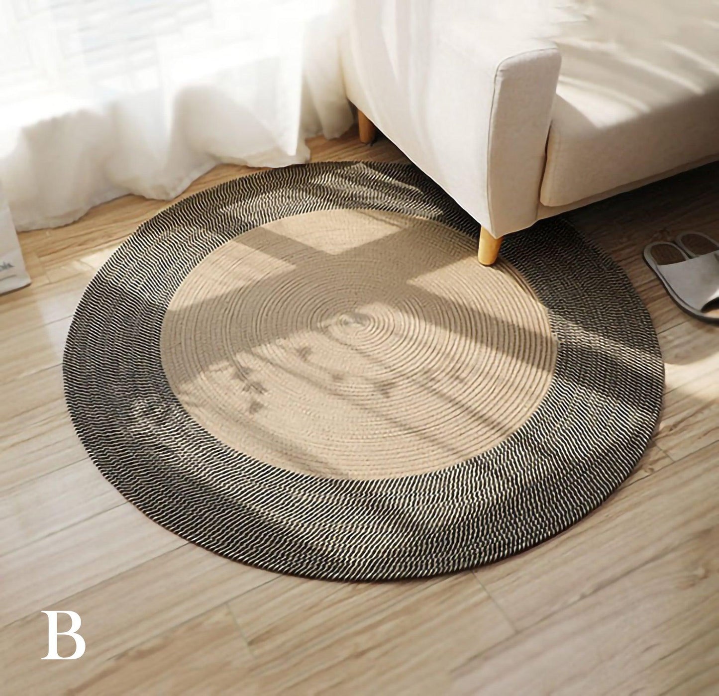 Handwoven Jute & Rattan Rug with Tassels