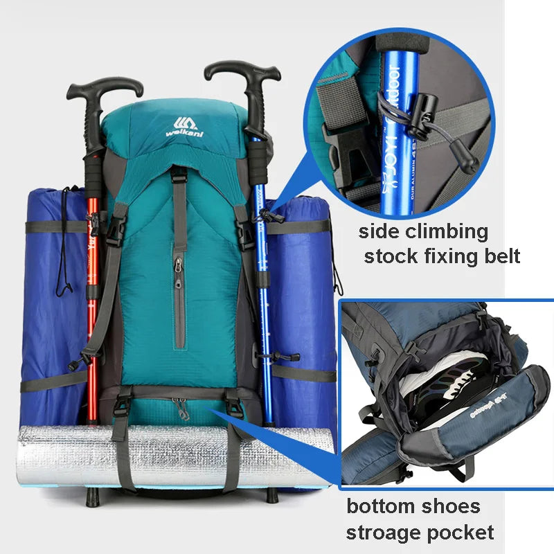 70L Waterproof Travel Backpack with Rain Cover – Durable Nylon Hiking Daypack for Men and Women-5