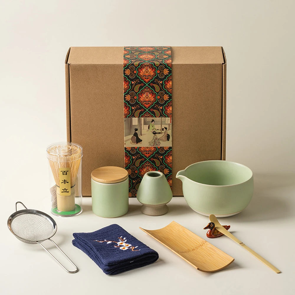 Variant image for 10-Piece Japanese Matcha Tea Set with Ceramic Bowl, Bamboo Whisk, and Accessories for Traditional Tea Ceremony-3