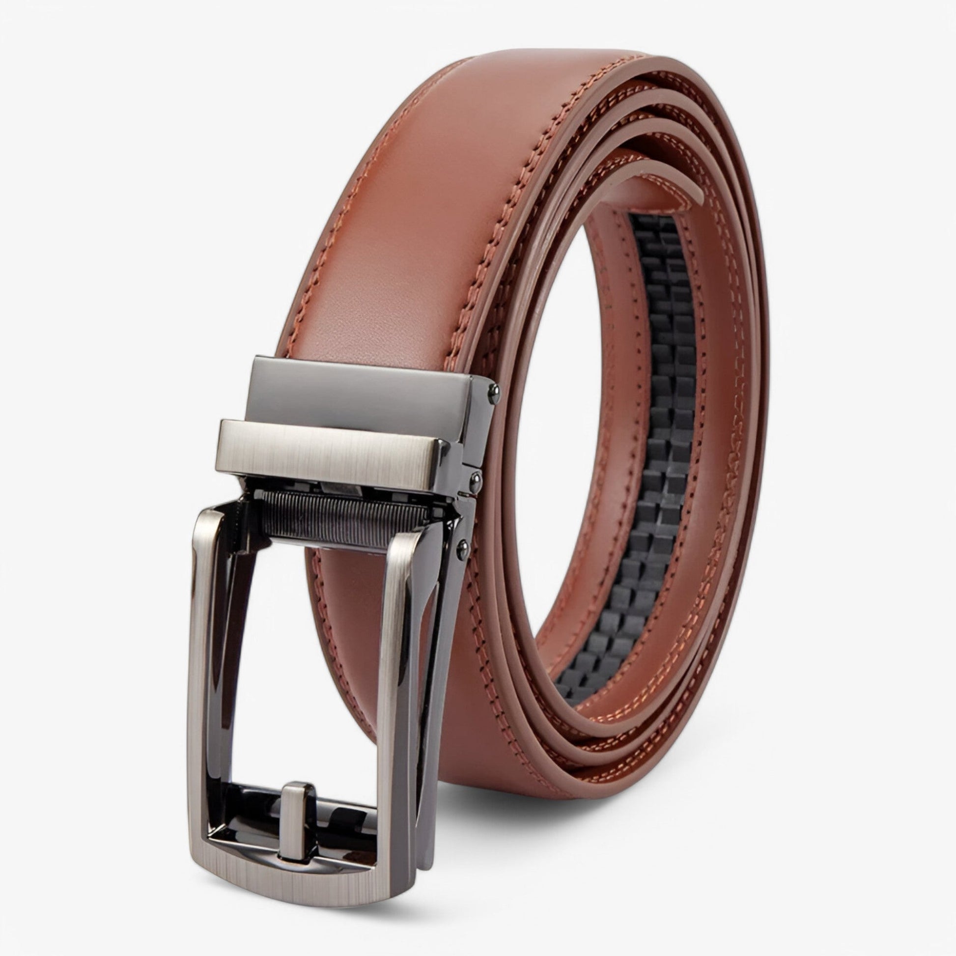 Double Layer PU Leather Belt for Men with Alloy Buckle – Versatile Black Formal and Casual Wear Accessory-3