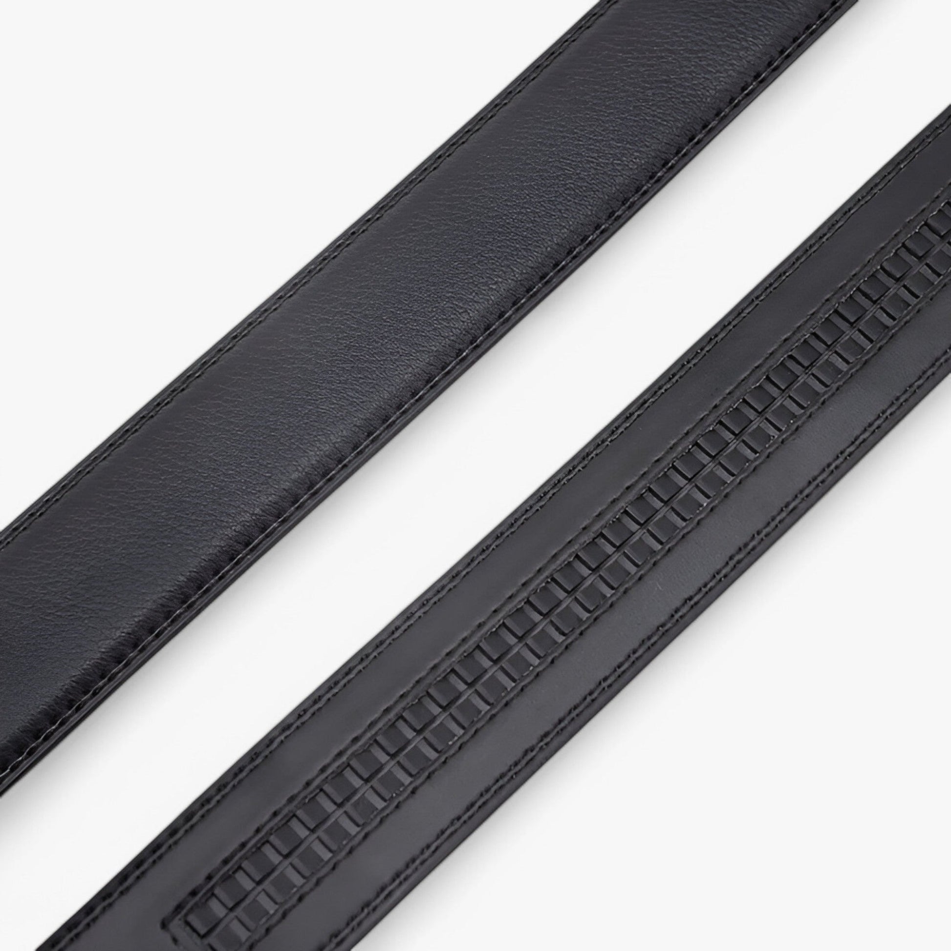 Men's Leather Belt - Elegant Black Automatic Loop Design for Business and Casual Wear-6
