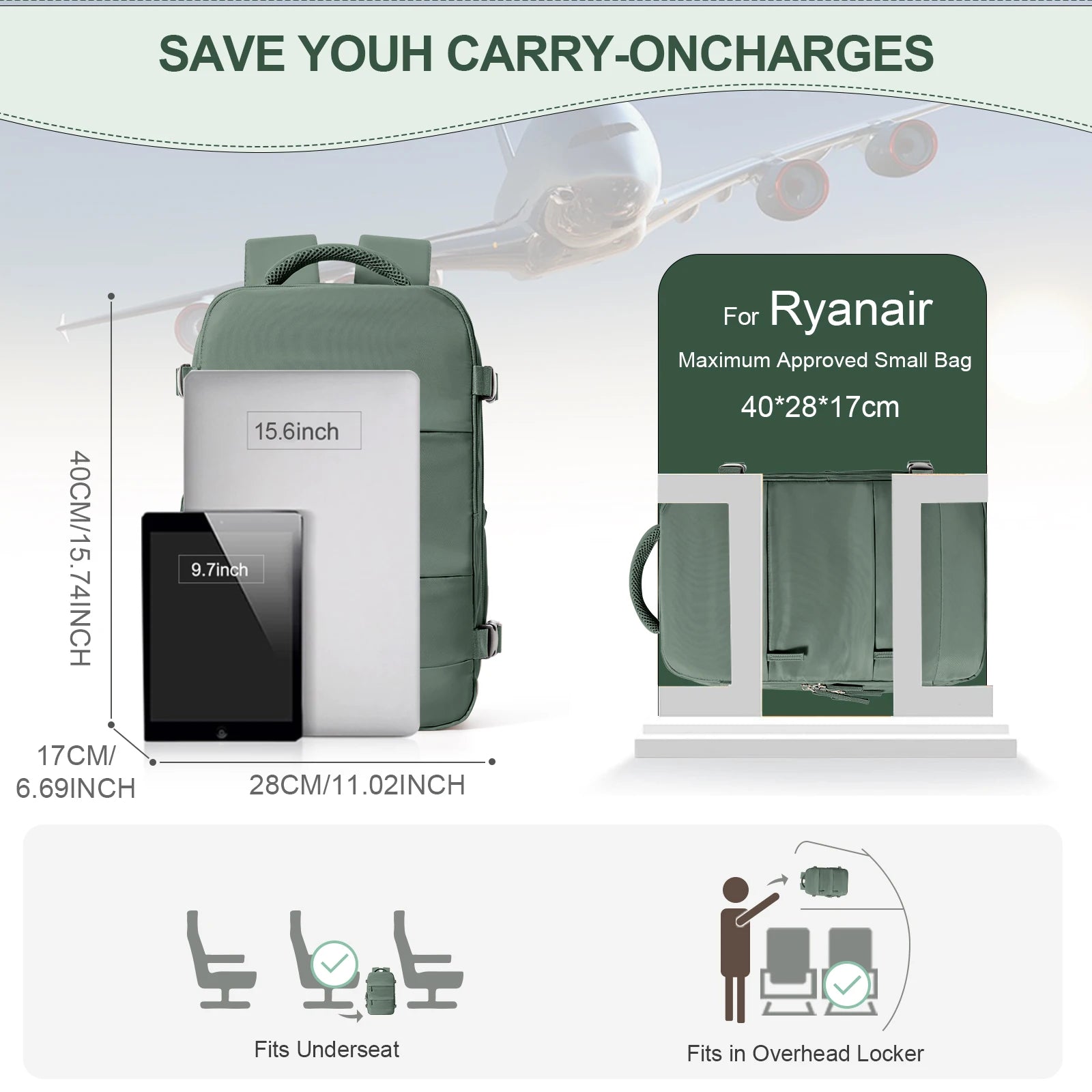 Best Carry On Backpack for Travel – Lightweight Cabin Luggage Backpack with Multiple Compartments and Comfortable Straps-4