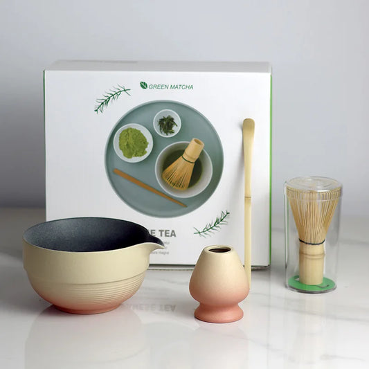 Japanese Ombre Matcha Bowl Set with Spout, Bamboo Whisk, and Scoop - Ceramic Tea Tools for Authentic Matcha Preparation-1