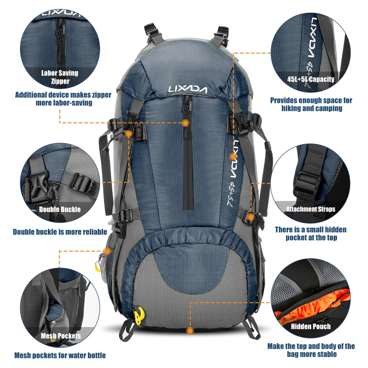 50L Waterproof Hiking Backpack with Rain Cover – Durable Camping Gear for Climbing and Trekking-3