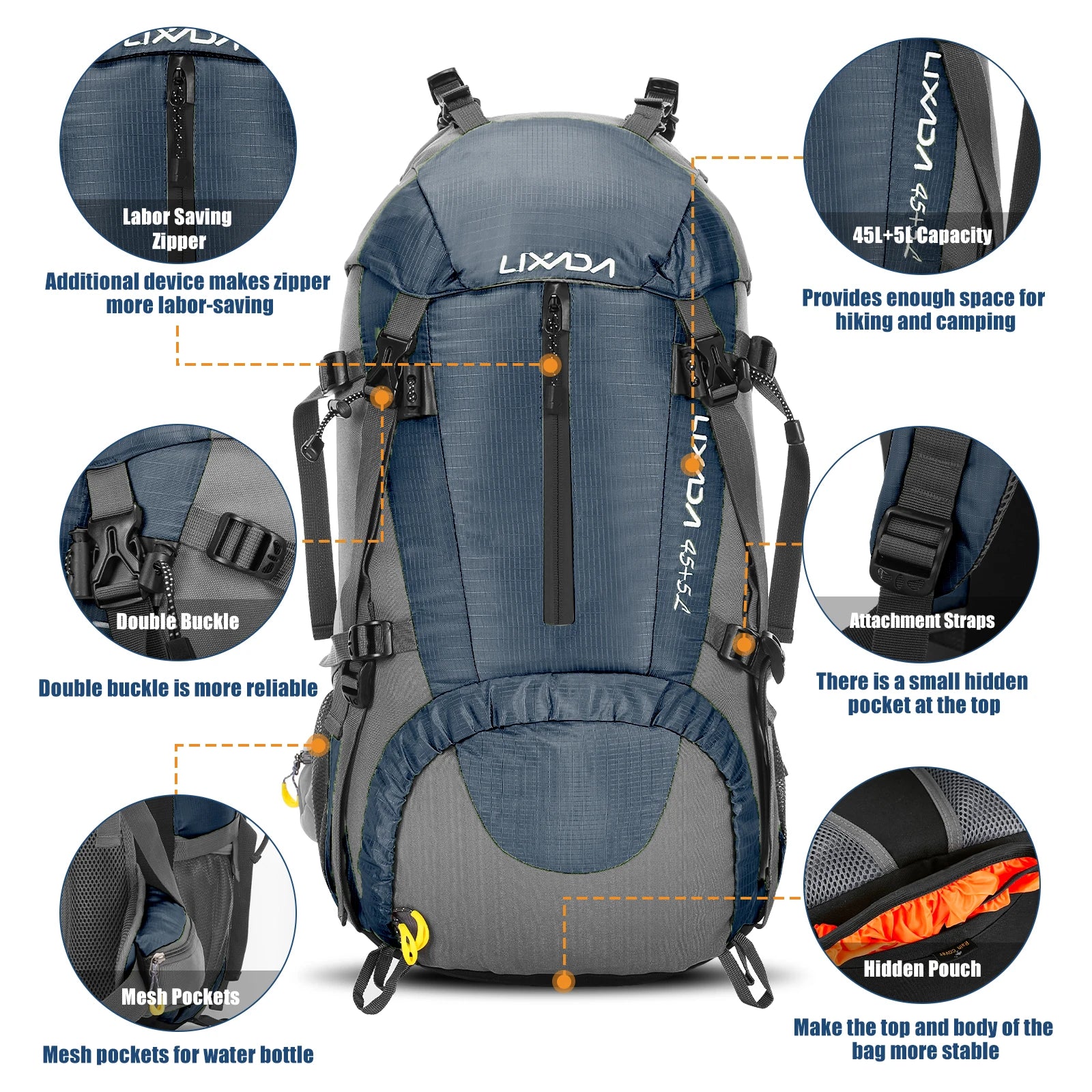 50L Waterproof Hiking Backpack with Rain Cover – Durable Camping Gear for Climbing and Trekking-3