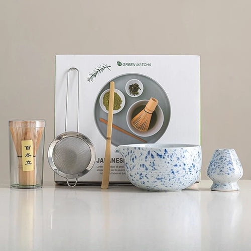 Japanese Ceramic Matcha Bowl Set with Whisk – Traditional Song Dynasty Tea Ceremony Tools-1