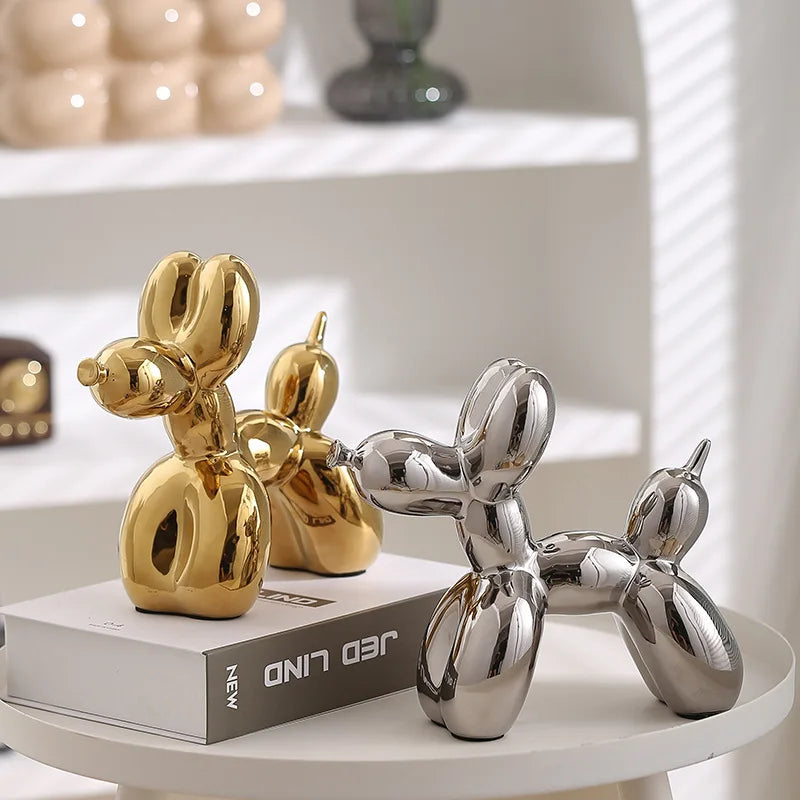 21cm Ceramic Balloon Dog Sculpture – Unique Abstract Home Office Decoration and Gift-1
