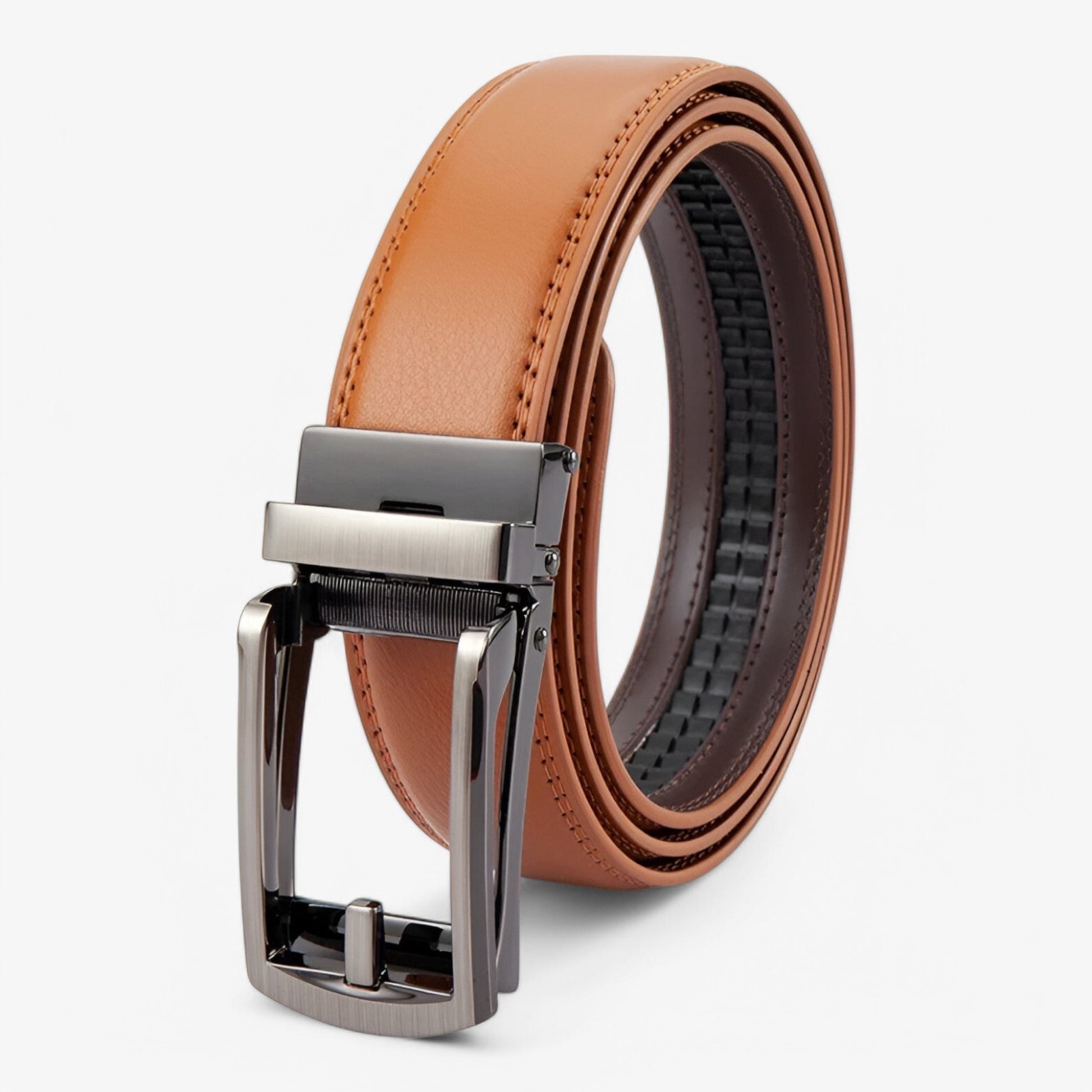 Double Layer PU Leather Belt for Men with Alloy Buckle – Versatile Black Formal and Casual Wear Accessory-2