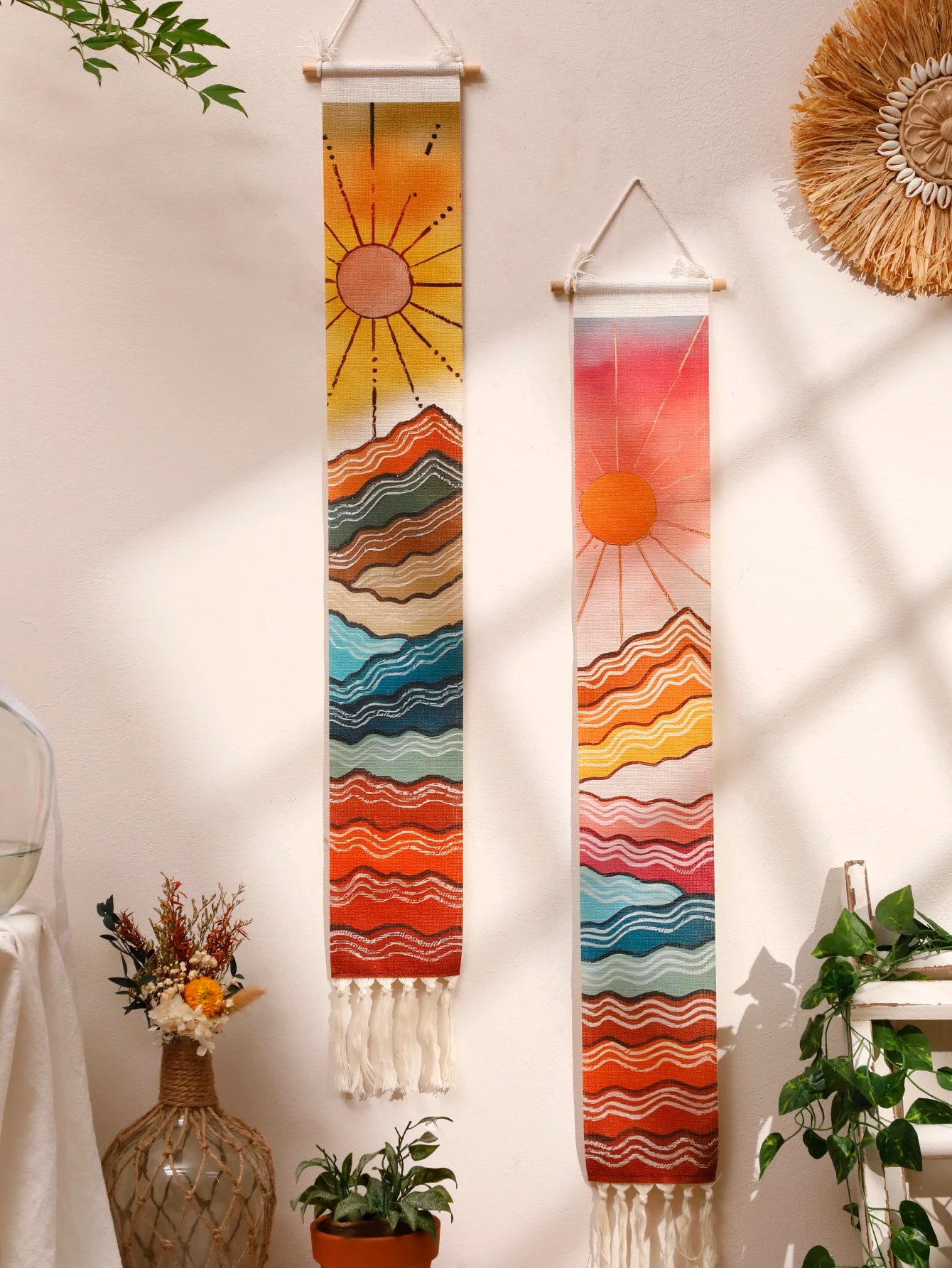 Variant image for Handmade Macrame Wall Tapestry – Boho Sunset and Sunrise Wall Art Decor for Living Room-11
