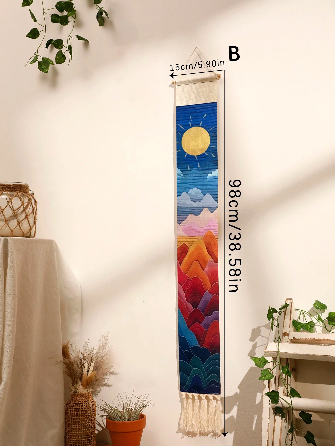Variant image for Handmade Macrame Wall Tapestry – Boho Sunset and Sunrise Wall Art Decor for Living Room-3