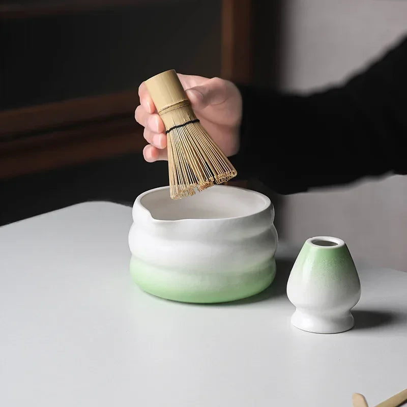 Ceramic Matcha Bowl with Spout – Traditional Japanese Matcha Tea Bowl Set for Ceremonies, Includes Whisk Holder-3