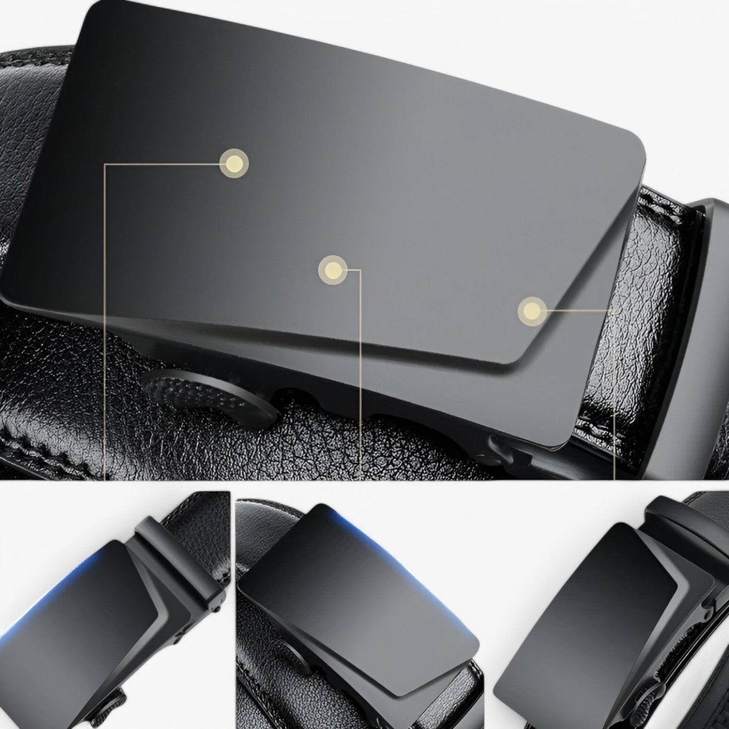 Men's Adjustable Leather Belt with Automatic Buckle – Versatile Black Belt for Casual and Formal Wear-5