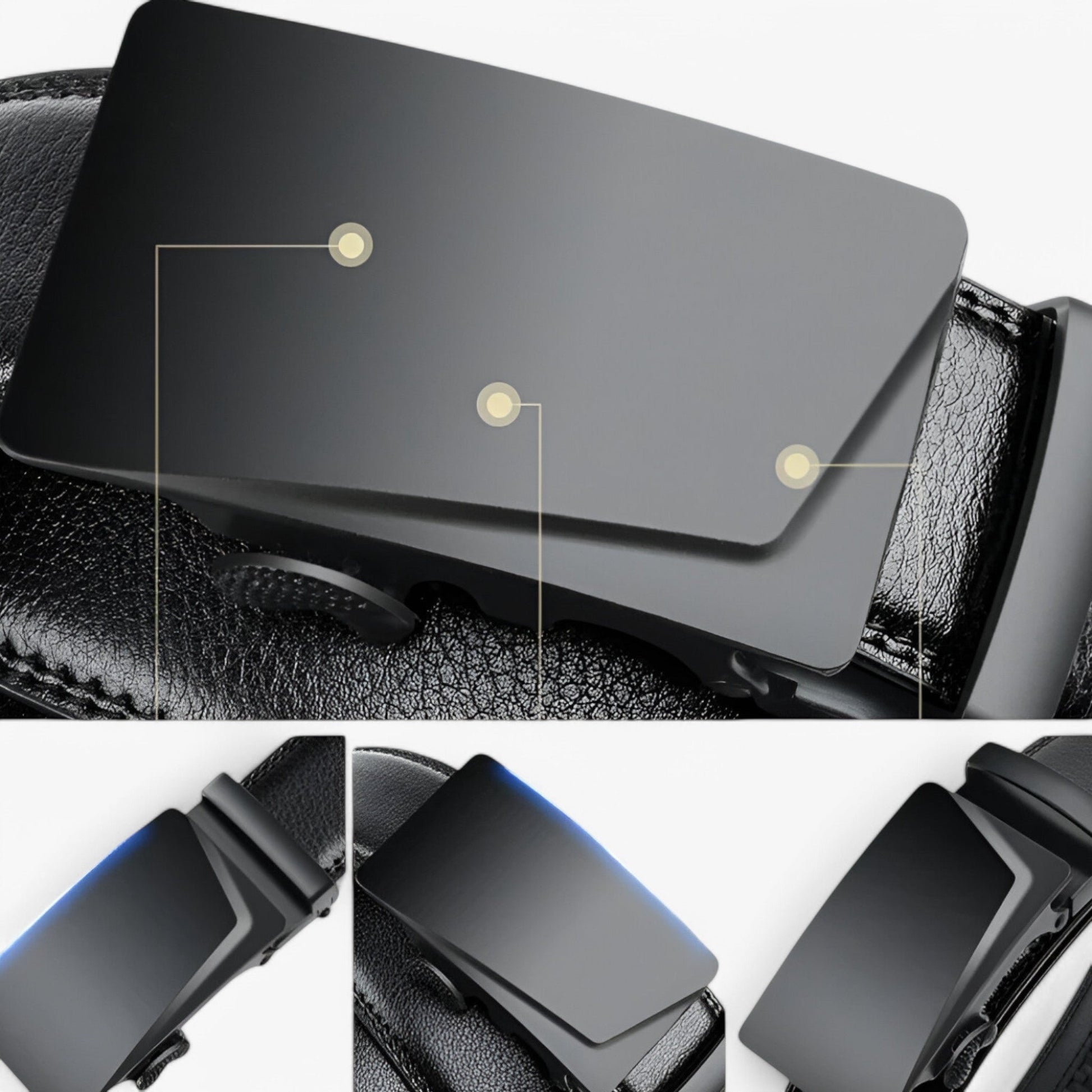 Men's Adjustable Leather Belt with Automatic Buckle – Versatile Black Belt for Casual and Formal Wear-5