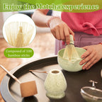 Elegant 5-Piece Matcha Set with Ceramic Bowl, Bamboo Whisk, Holder, and Scoop – Perfect Matcha Making Kit for Tea Lovers-4