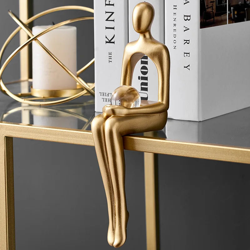 Abstract Resin Body Art Ornament with Golden Accents – Elegant Decor for Home and Office-3