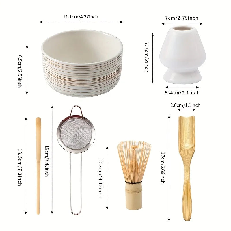Japanese Matcha Whisk Set with Bowl, Sifter, Scoop, and Stand – Complete 6-Piece Tea Kit-3