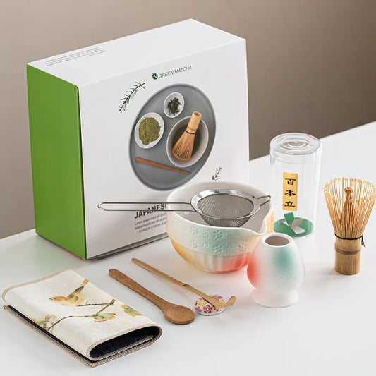 8-Piece Matcha Set with Bamboo Whisk and Glazed Ceramic Bowl for Authentic Japanese Tea Experience-1