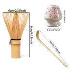 3-Piece Bamboo Matcha Set – Whisk, Spoon & Ceramic Holder for Authentic Tea Ceremonies