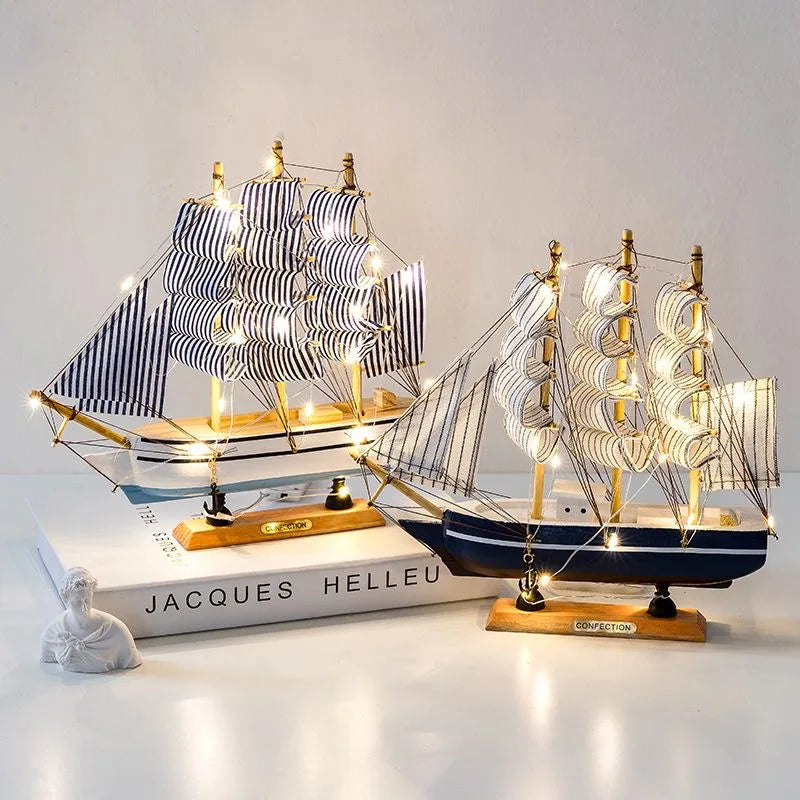 Wooden Sailboat Model – Nautical Home and Office Decoration, Creative Gift Idea, 12 Length, High-Quality Wood Finish-5