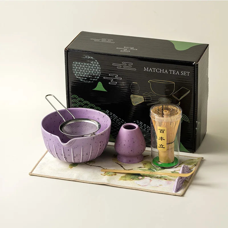 Bamboo and Ceramic 7-Piece Matcha Set