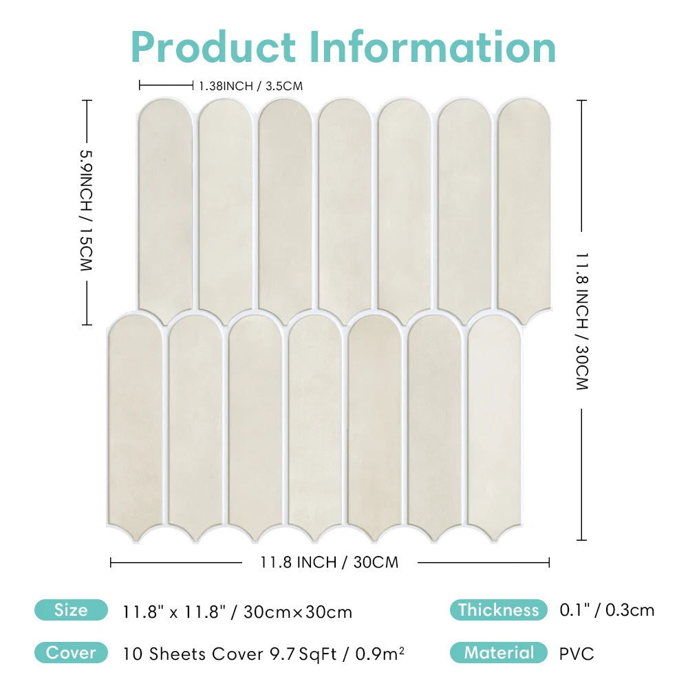3D Decorative Peel and Stick Shower Tiles - Matte Fish Scale Vinyl Tile Stickers for Bathroom, Water and Mold Resistant, 30cm x 30cm-4