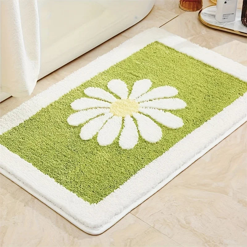 Soft Thick Daisy Flowers Bath Mat Set – Non-Slip Bathroom Rugs for Comfort and Safety-3