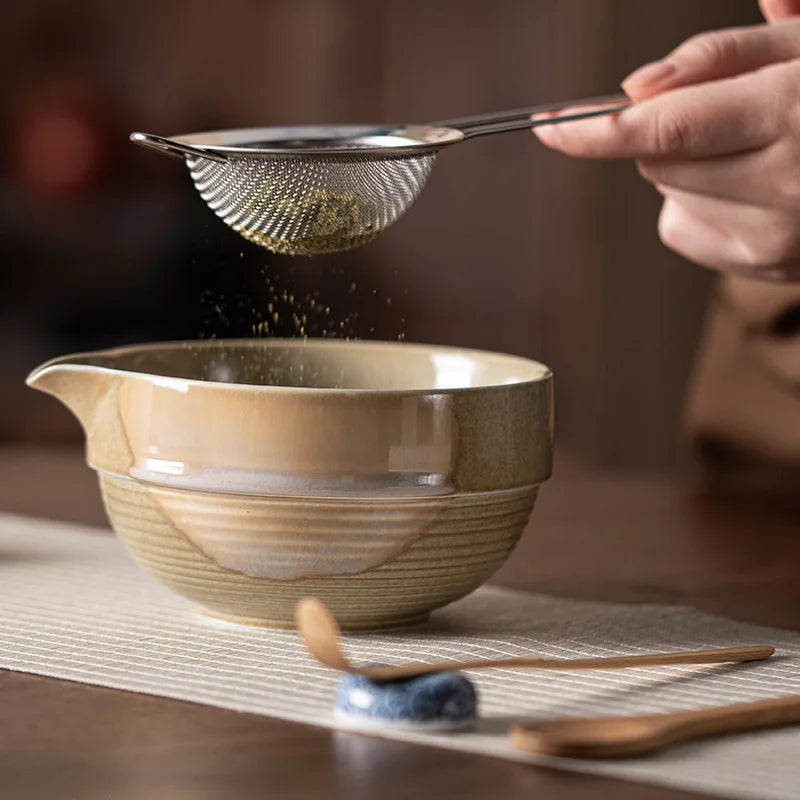 Vintage 7-Piece Matcha Set with Ceramic Bowl, Chasen Whisk, and Bamboo Scoop for Traditional Tea Ceremony-4