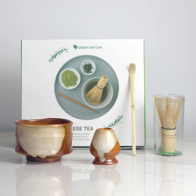Variant image for Ceramic Matcha Tea Set with Bamboo Whisk and Spout Bowl – Complete Tea Gift Set for Traditional Ceremonies-1