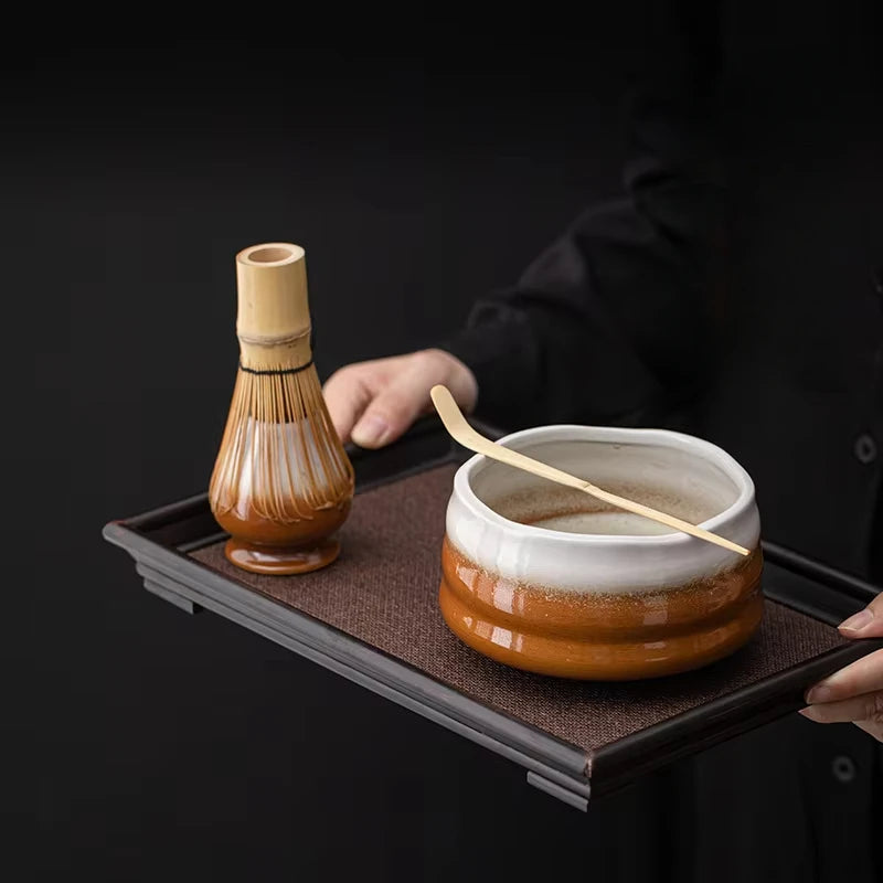 Vintage Japanese Tea Set with Ceramic Matcha Bowl and Whisky Glasses – Perfect Gift for Tea Lovers-1