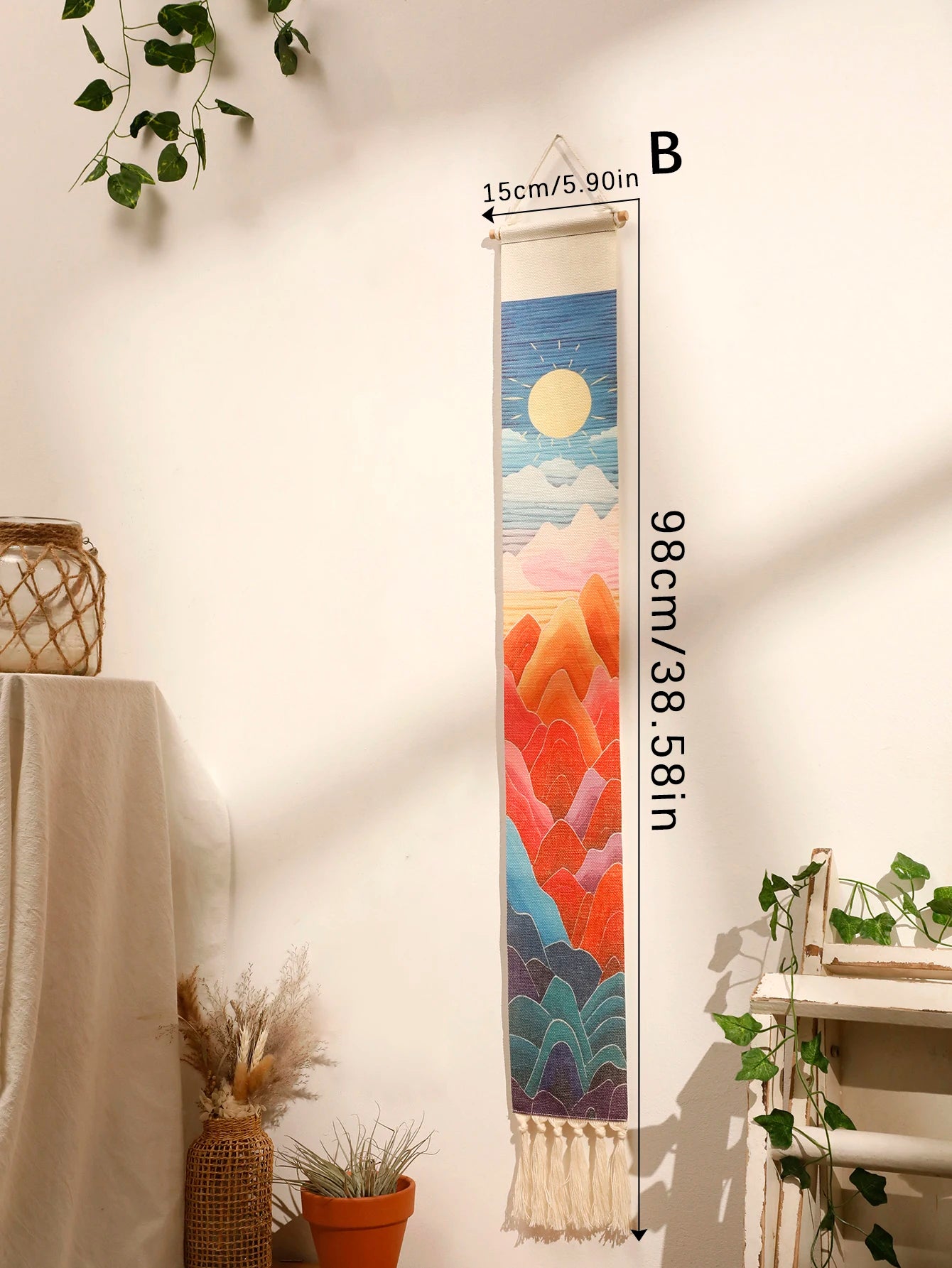 Variant image for Handmade Macrame Wall Tapestry – Boho Sunset and Sunrise Wall Art Decor for Living Room-12