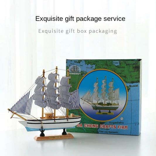 Wooden Sailboat Model – Nautical Home and Office Decoration, Creative Gift Idea, 12 Length, High-Quality Wood Finish-2